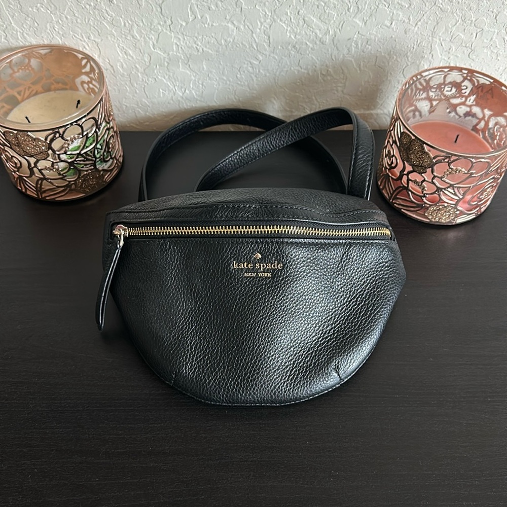kate spade jackson fanny pack authentic black leather